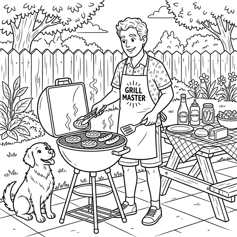 Vatertag Grillen – Vatertag Ausmalbild kostenlos