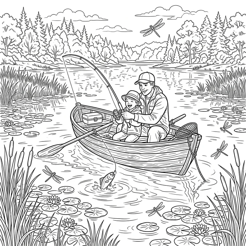 Vatertag Angeln – Vatertag Ausmalbild kostenlos