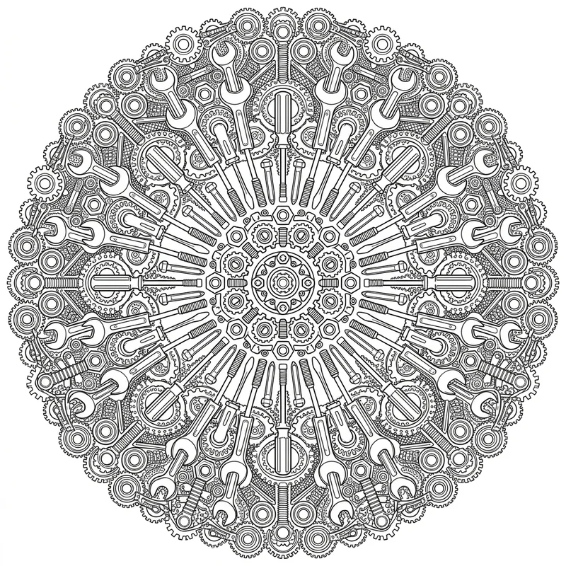 Vatertag Werkzeug Mandala – Vatertag Ausmalbild kostenlos