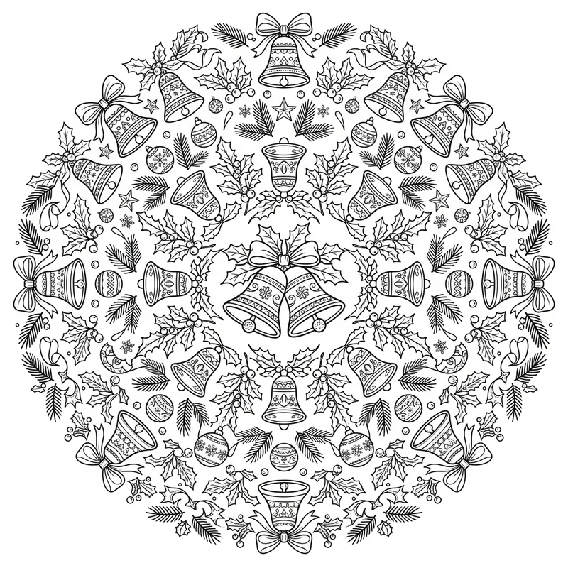 Glocken-Mandala Weihnachten – Weihnachten Ausmalbild kostenlos