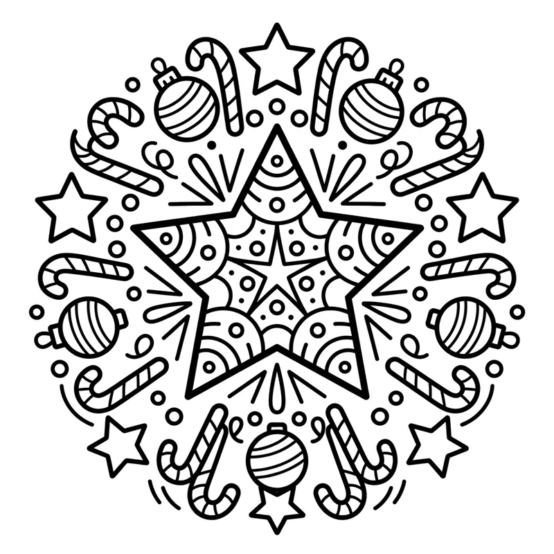 Weihnachtsstern-Mandala – Weihnachten Ausmalbild kostenlos
