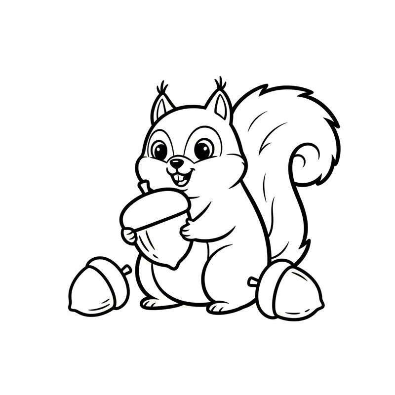 Süßes Eichhörnchen mit Eicheln