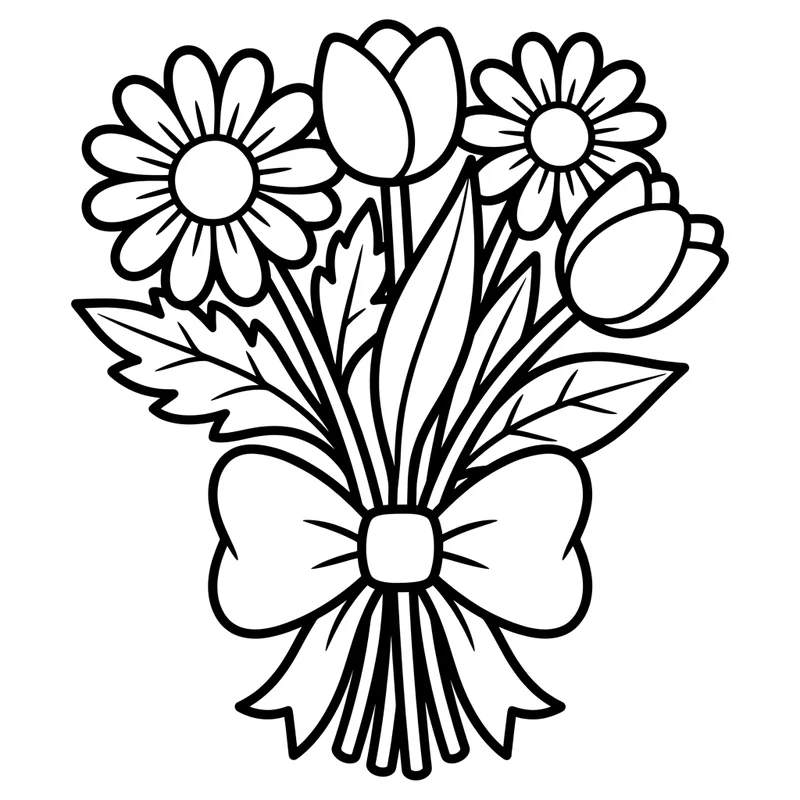 Einfacher Blumenstrauß Malvorlage – Blumen Ausmalbild kostenlos