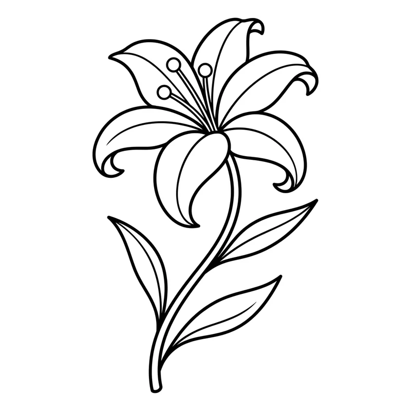 Elegante Lilie zum Ausmalen