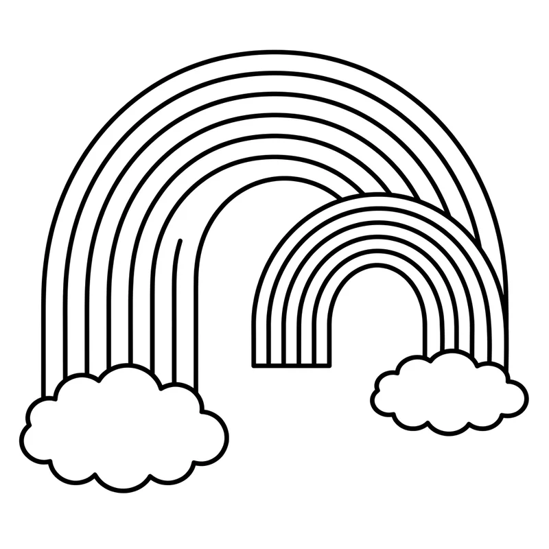 Doppelter Regenbogen zum Ausmalen