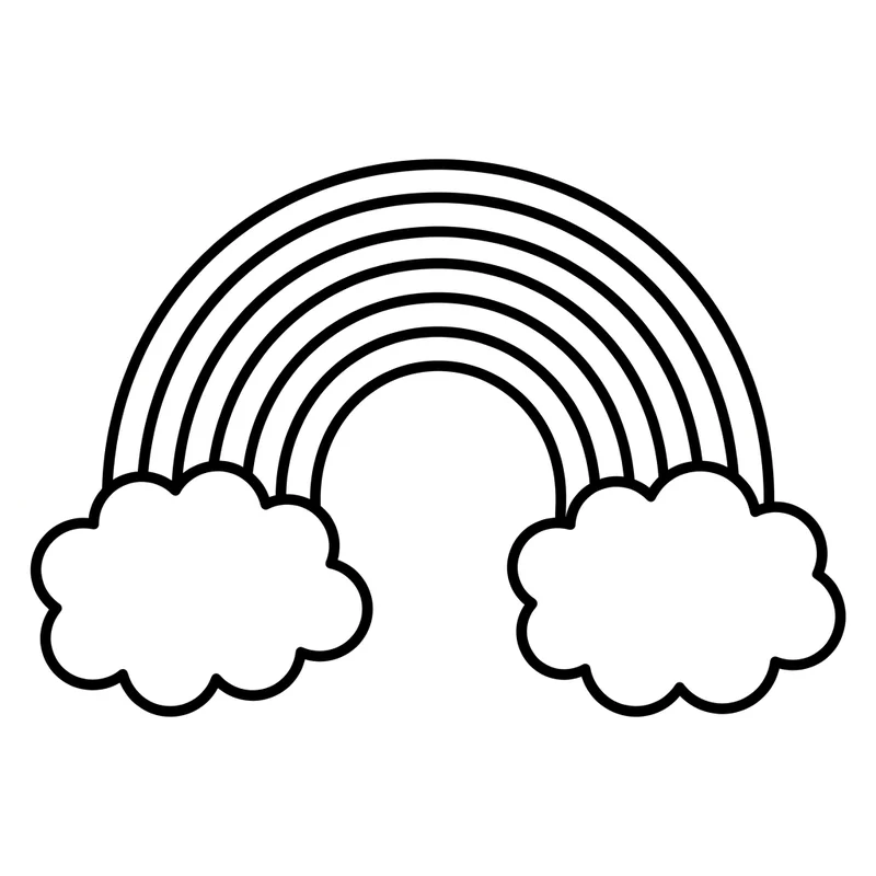 Regenbogen mit Wolken zum Ausmalen