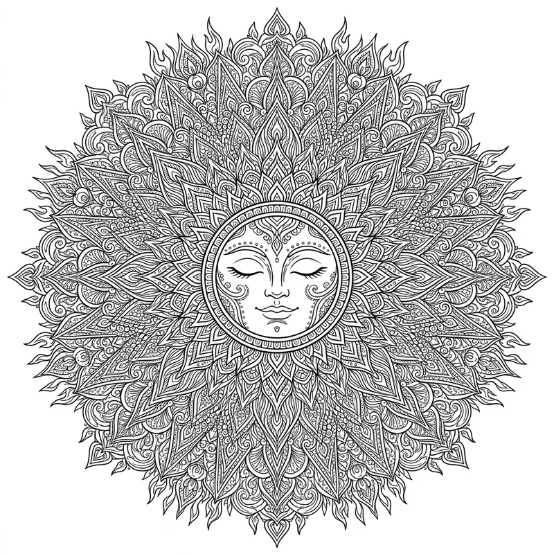 Filigrane Sonnen-Mandala – Sonne Ausmalbild kostenlos