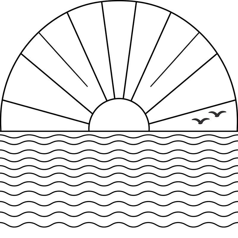 Sonnenaufgang am Meer zum Ausmalen