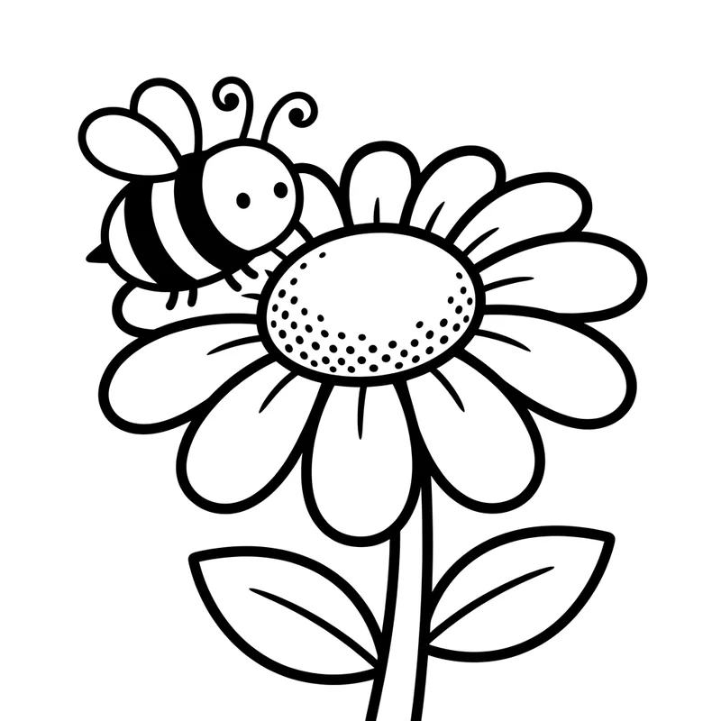 Biene auf Blume Ausmalbild