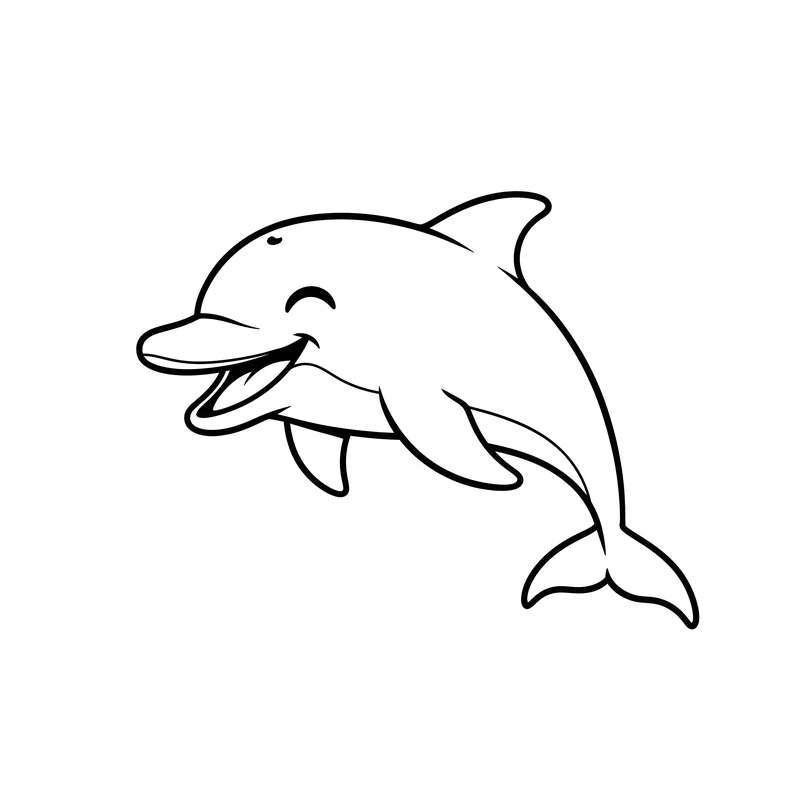 Glücklicher Delfin mit großem Lächeln zum Ausmalen
