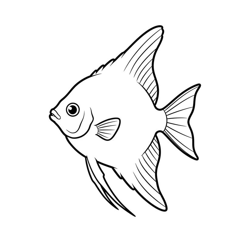 Engelsfisch mit eleganten Flossen zum Ausmalen