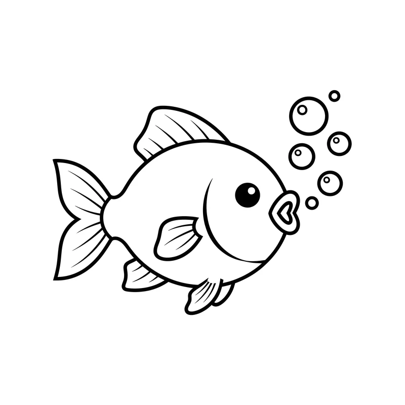 Fisch mit Luftblasen zum Ausmalen