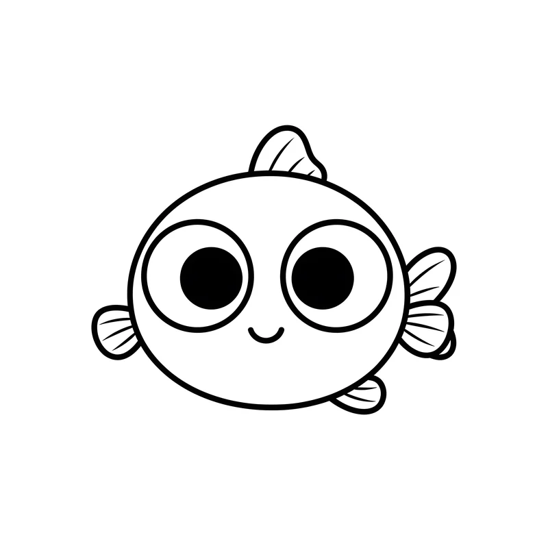 Süßer Fisch mit großen Kulleraugen zum Ausmalen