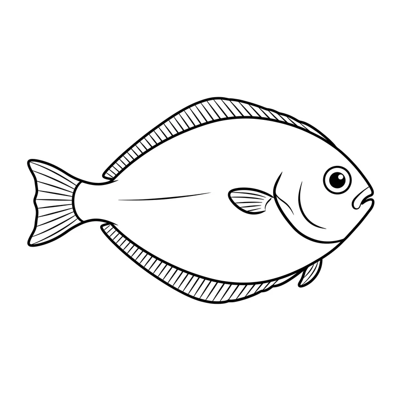 Flunder mit beiden Augen auf einer Seite zum Ausmalen