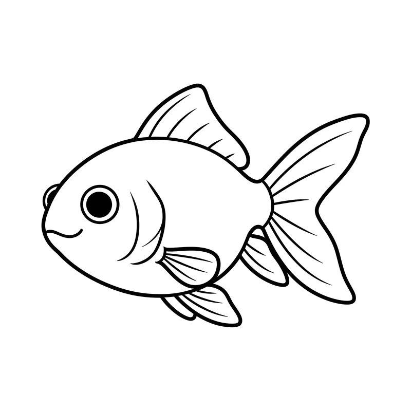 Goldfisch mit fließender Schwanzflosse zum Ausmalen
