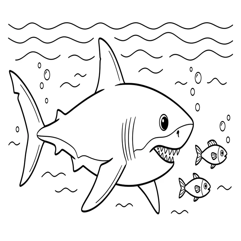 Hai Ausmalbild – Weißer Hai zum Ausmalen