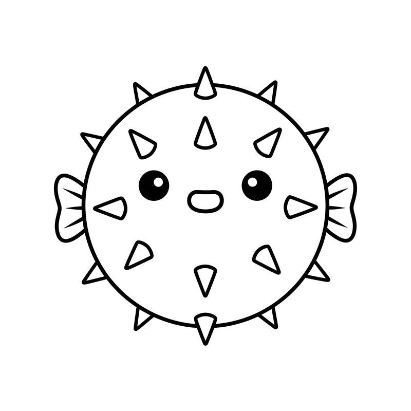 Kugelfisch mit Stacheln zum Ausmalen