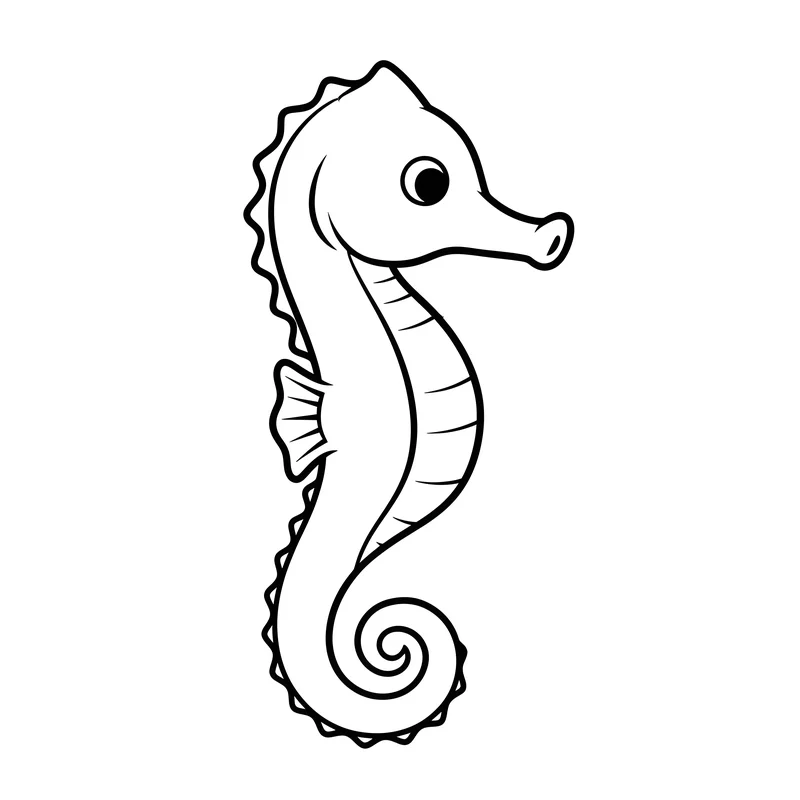 Niedliches Seepferdchen mit S-förmigem Körper zum Ausmalen