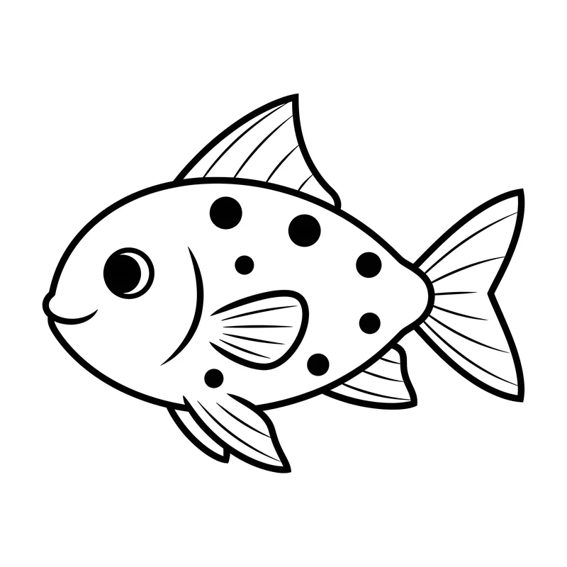 Tropischer Fisch mit bunten Punkten zum Ausmalen