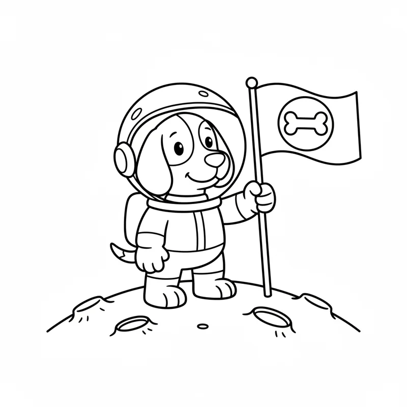 Astronauten-Hund auf dem Mond zum Ausmalen