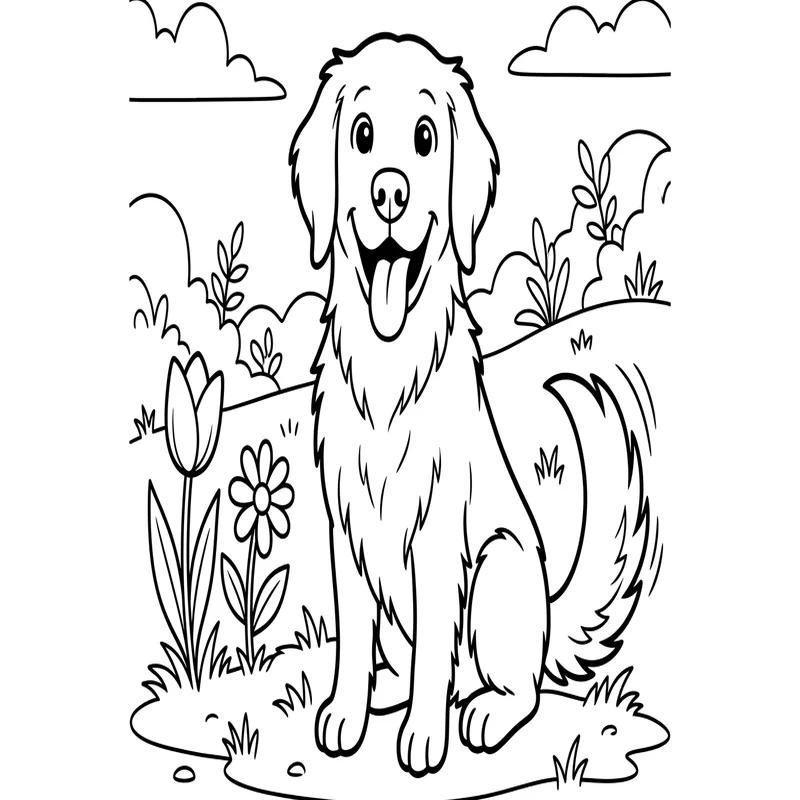 Golden Retriever Ausmalbild – Beliebter Familienhund