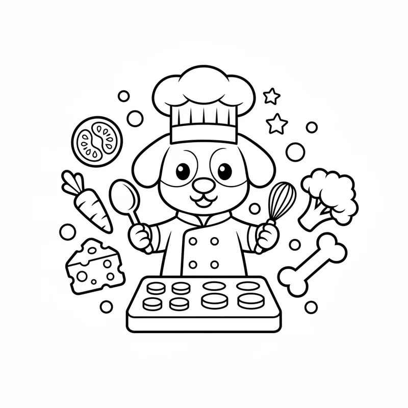 Hund als Koch zum Ausmalen