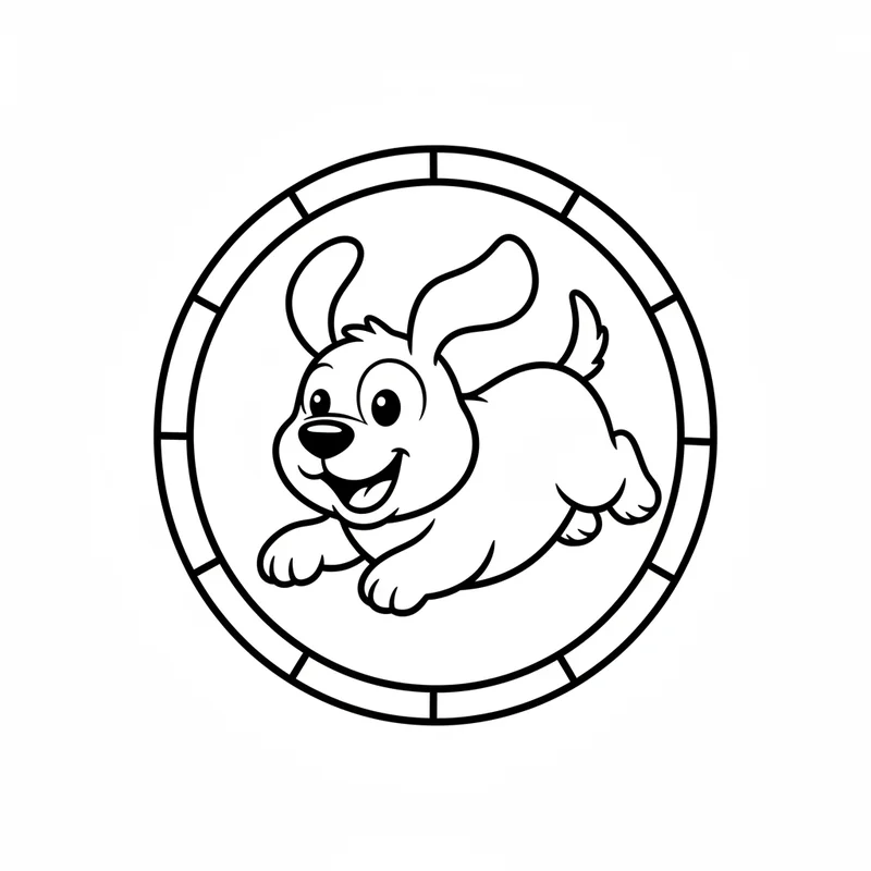 Springender Hund im Kreis zum Ausmalen