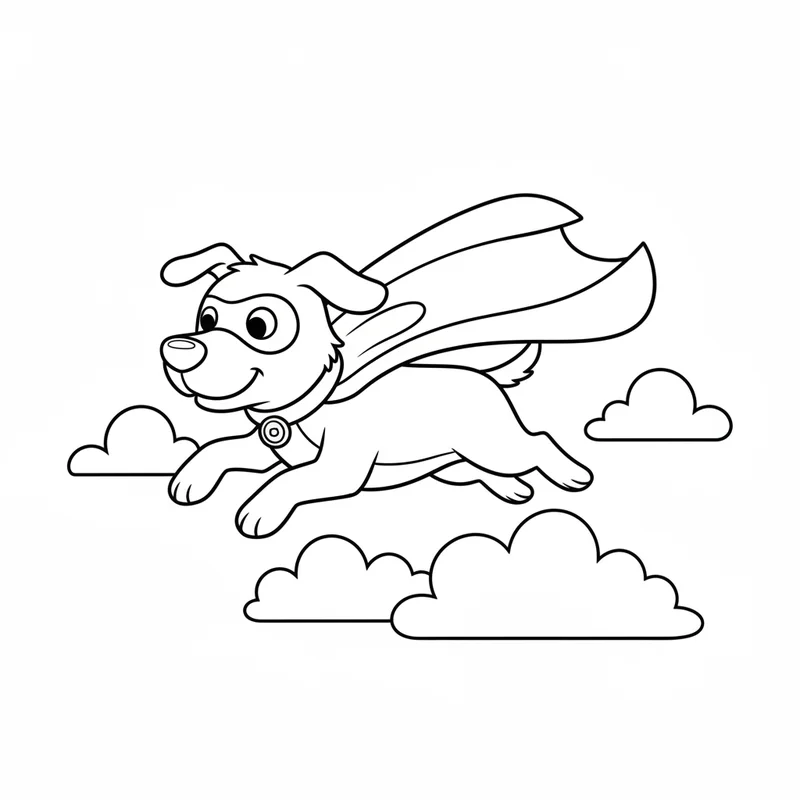 Süßer Superhund im Flug zum Ausmalen