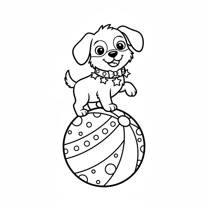 Süßer Welpe auf Ball zum Ausmalen