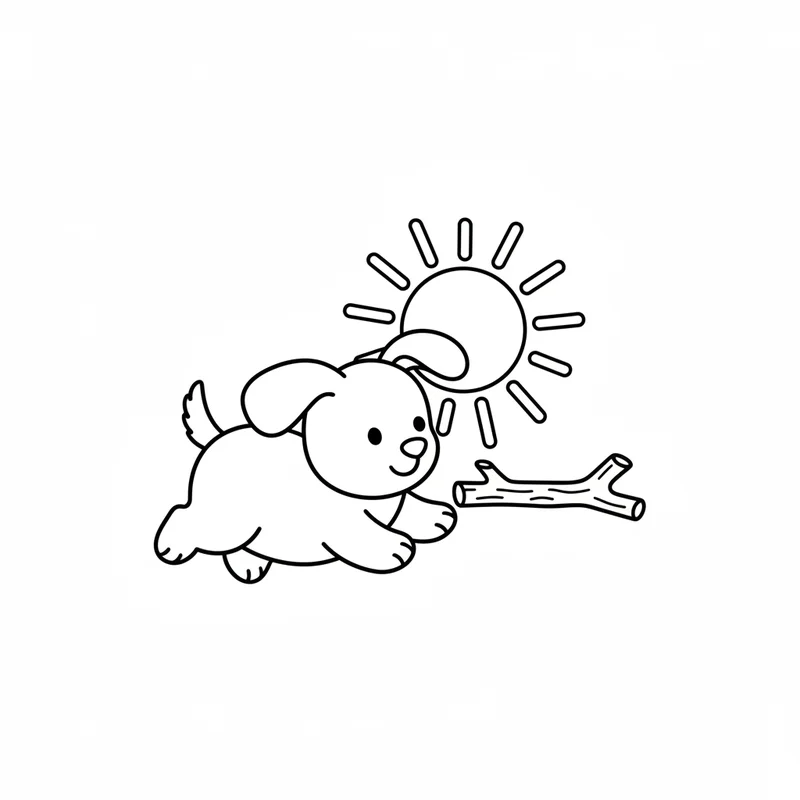 Verspielter Welpe zum Ausmalen