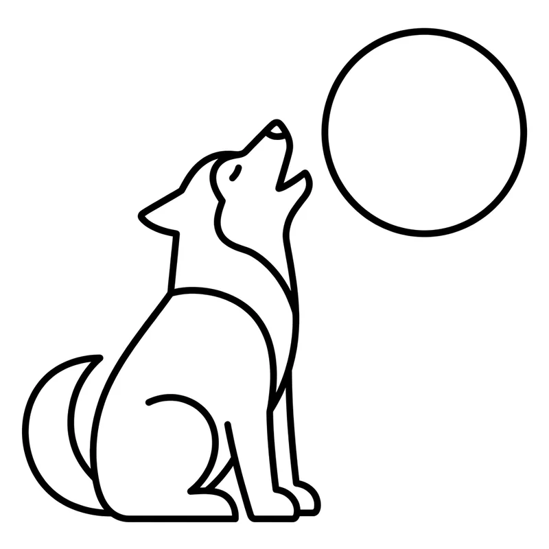 Husky heult den Mond an – Husky Ausmalbild kostenlos