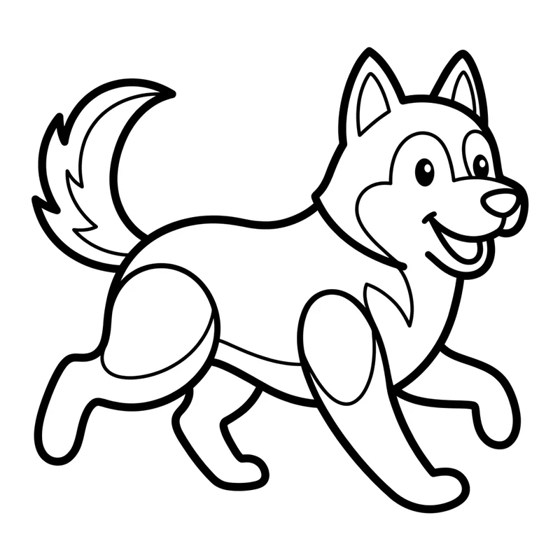 Husky rennt freudig – Husky Ausmalbild kostenlos