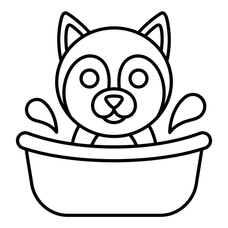 Husky Welpe in der Badewanne – Husky Ausmalbild kostenlos