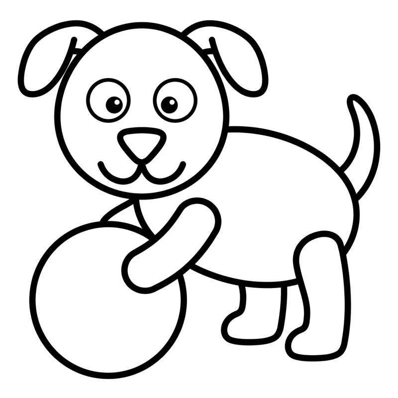 Husky Welpe spielt mit Ball – Husky Ausmalbild kostenlos