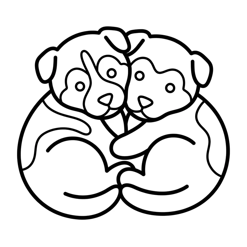 Zwei Husky Welpen kuscheln – Husky Ausmalbild kostenlos