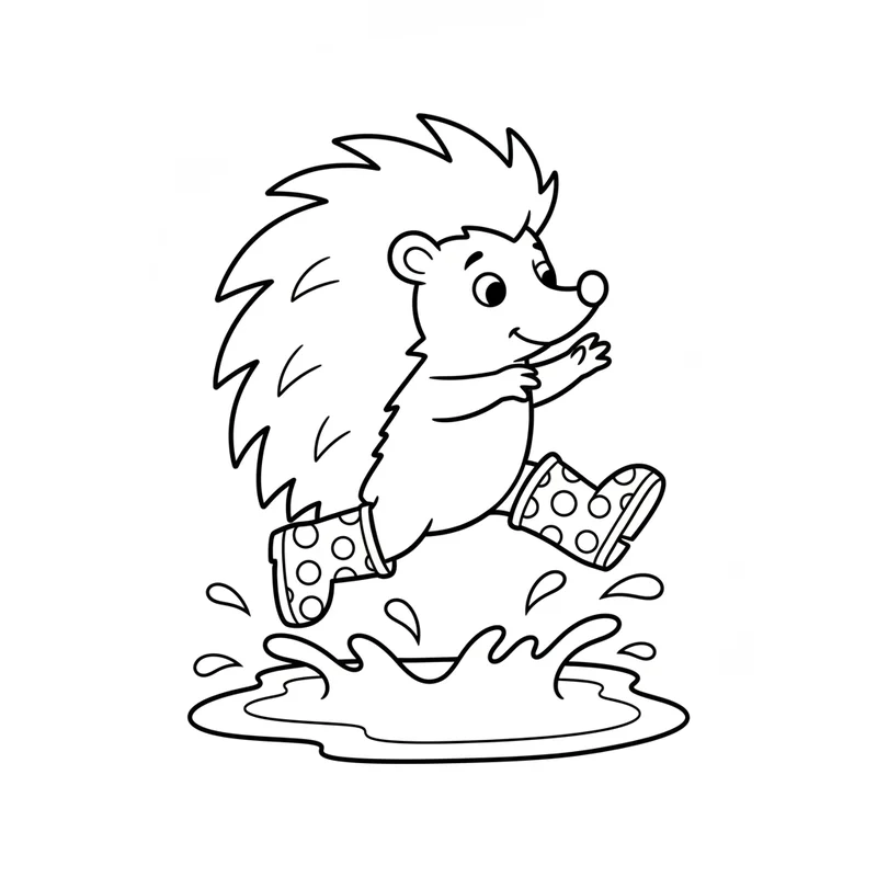 Igel mit Gummistiefeln zum Ausmalen
