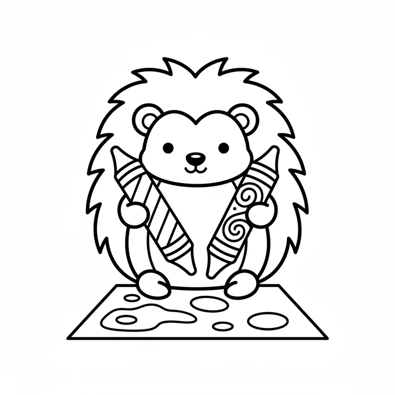 Niedlicher Igel mit Stiften zum Ausmalen