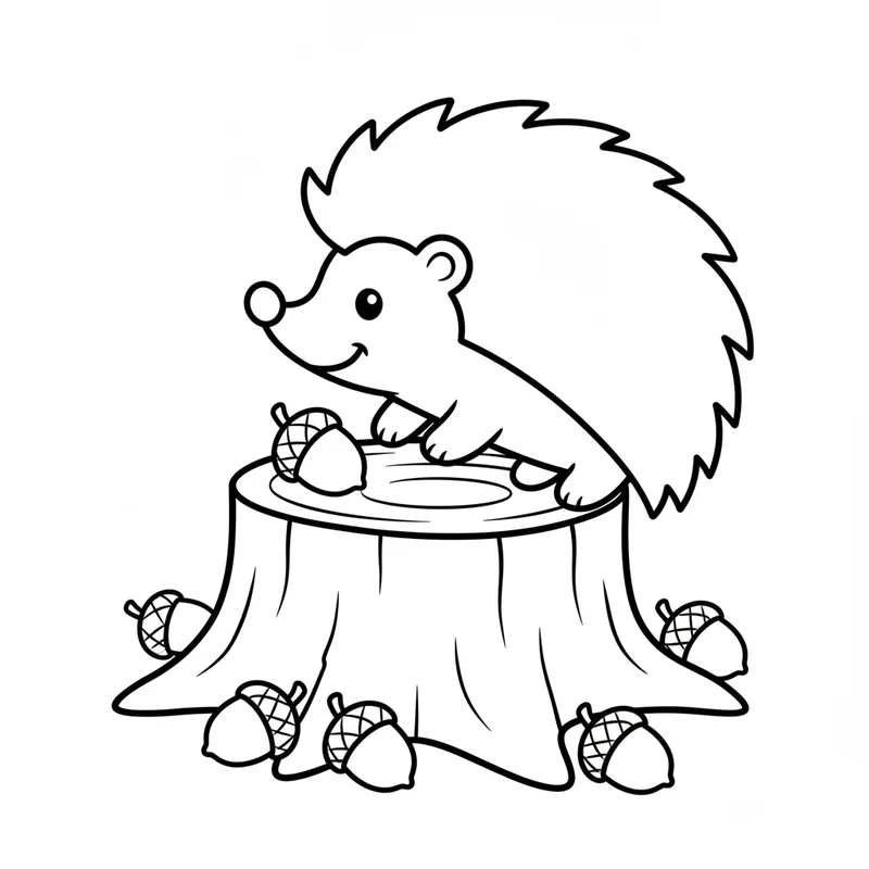 Süßer Igel auf Baumstumpf zum Ausmalen