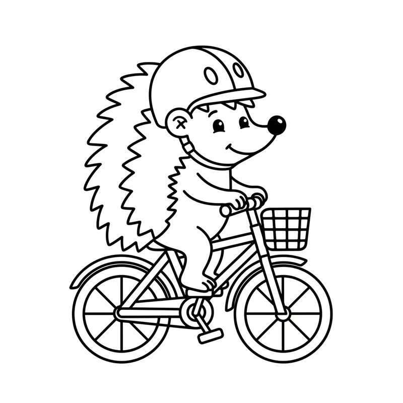 Süßer Igel auf dem Fahrrad zum Ausmalen
