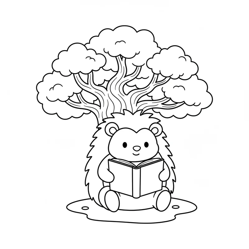 Süßer Igel mit Buch zum Ausmalen