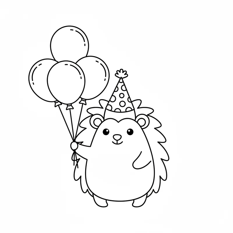 Süßer Igel mit Luftballons zum Ausmalen