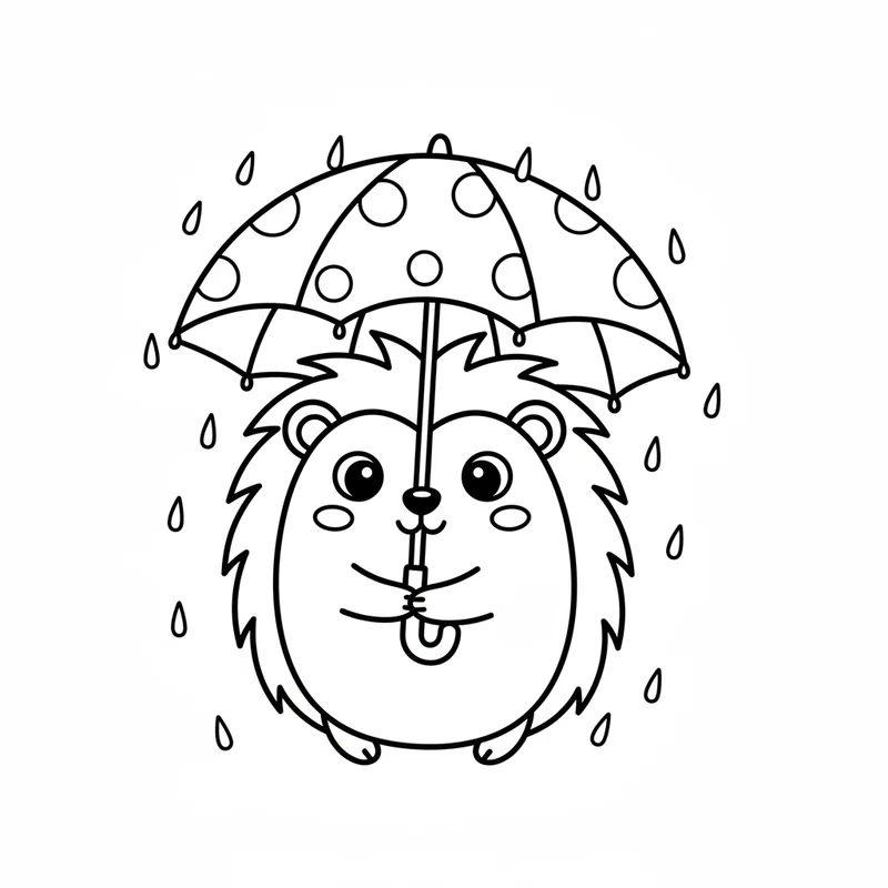 Süßer Igel mit Regenschirm zum Ausmalen
