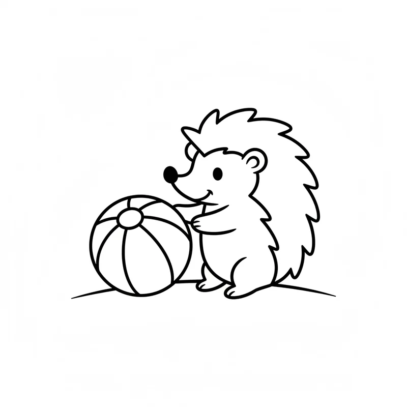 Süßer Igel mit Strandball zum Ausmalen