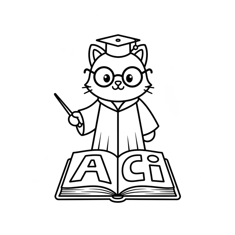 Schlaue Doktor-Katze zum Ausmalen