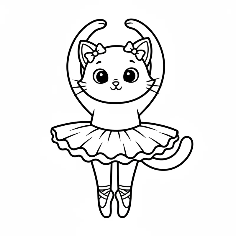 Süße Ballerina-Katze zum Ausmalen