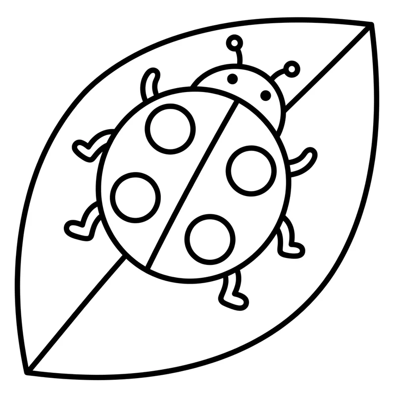 Marienkäfer auf Blatt zum Ausmalen