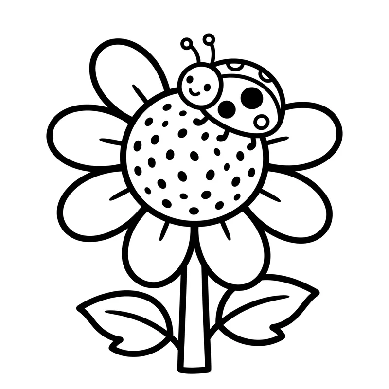 Marienkäfer auf Blume Malvorlage – Marienkaefer Ausmalbild kostenlos