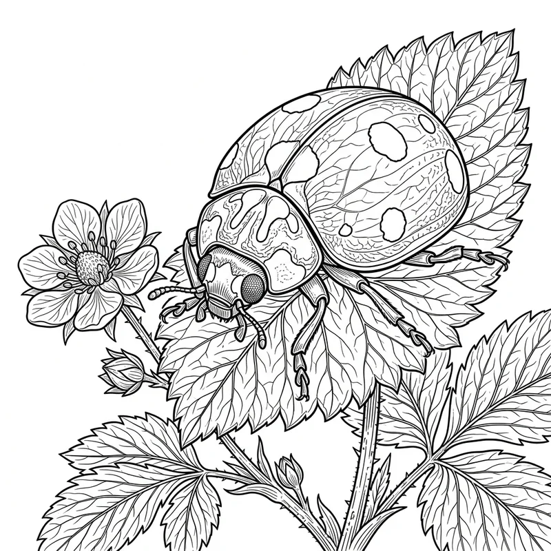 Detaillierter Marienkäfer Malvorlage – Marienkaefer Ausmalbild kostenlos