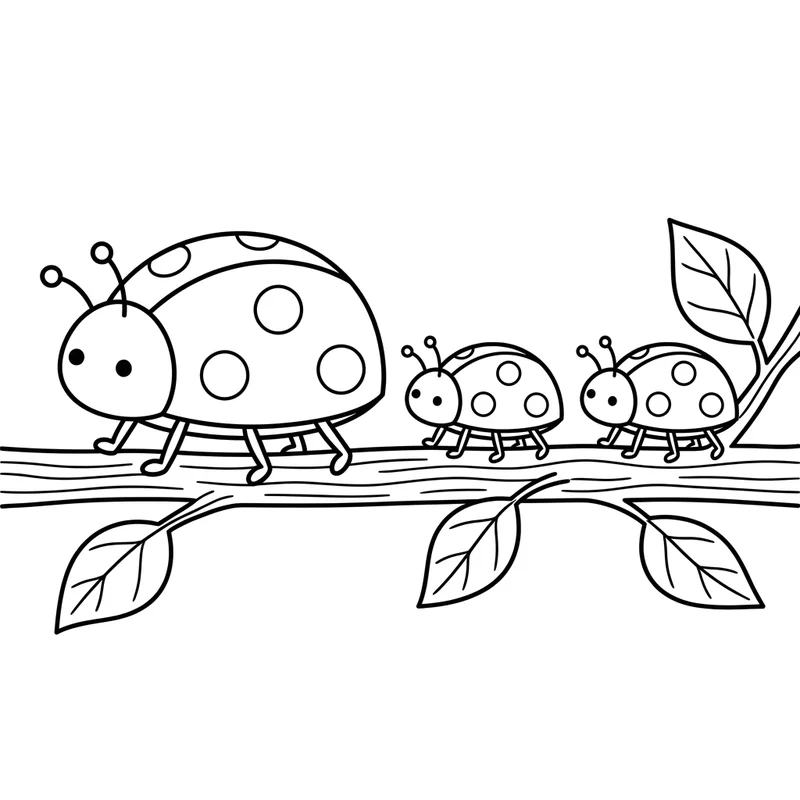 Marienkäfer Familie zum Ausmalen