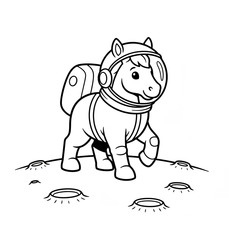 Astronauten-Pferd zum Ausmalen